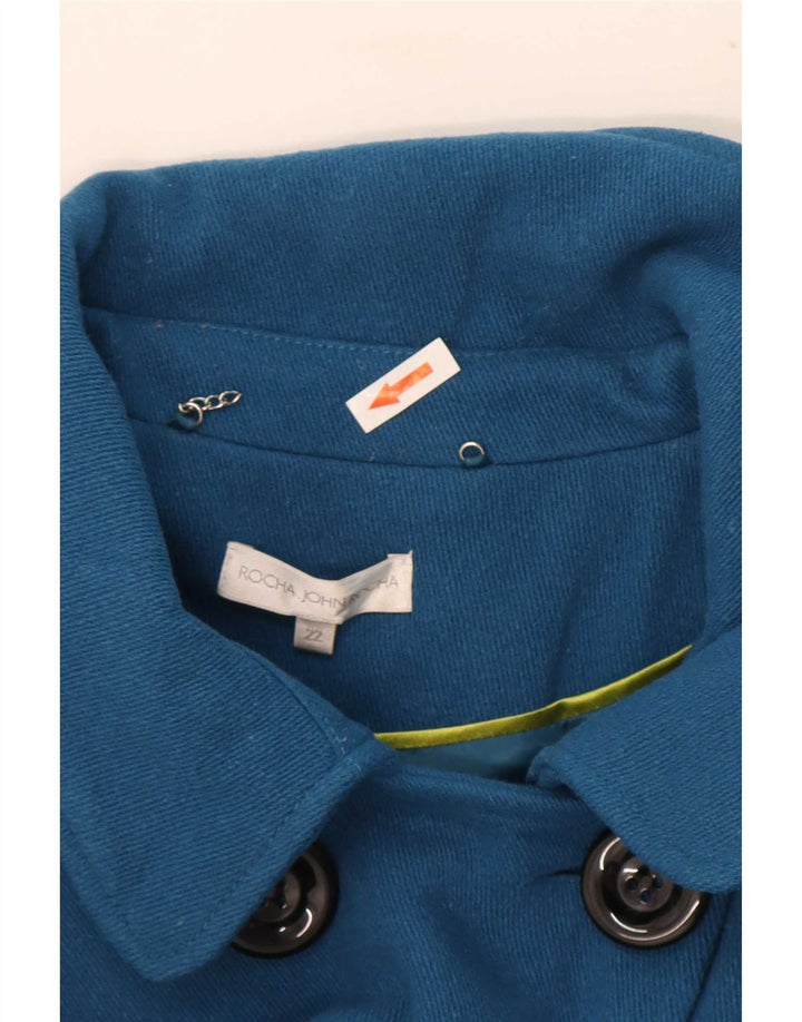 John Rocha Womens Pea Coat UK 22 3XL Blue Wool