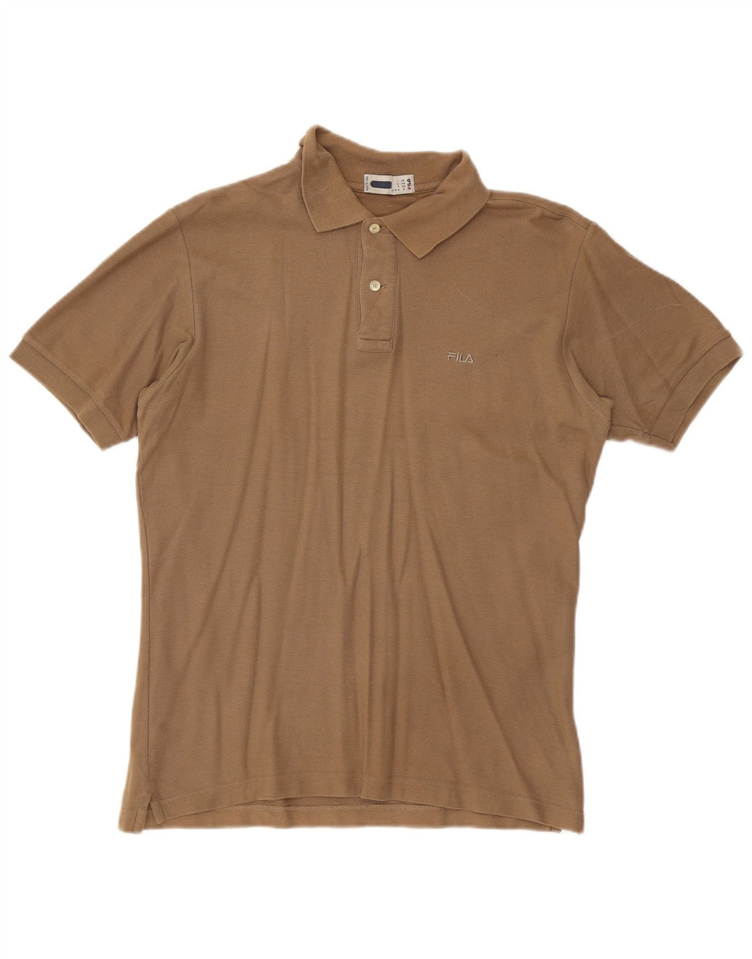 Fila Mens Polo Shirt Small Beige Cotton