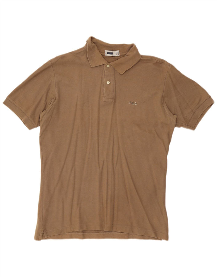 Fila Mens Polo Shirt Small Beige Cotton