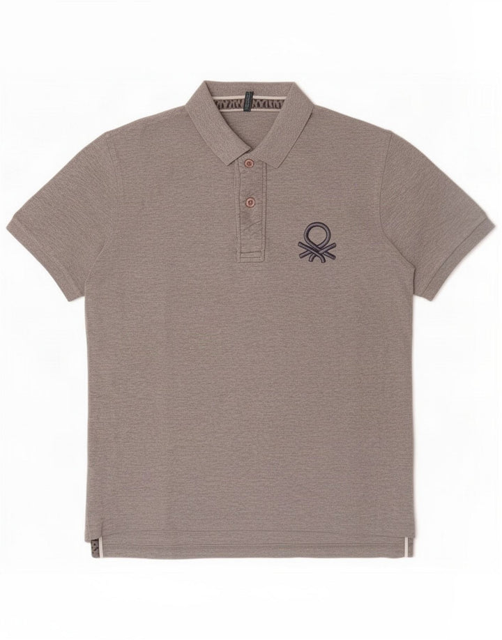 Benetton Mens Polo Shirt Large Grey