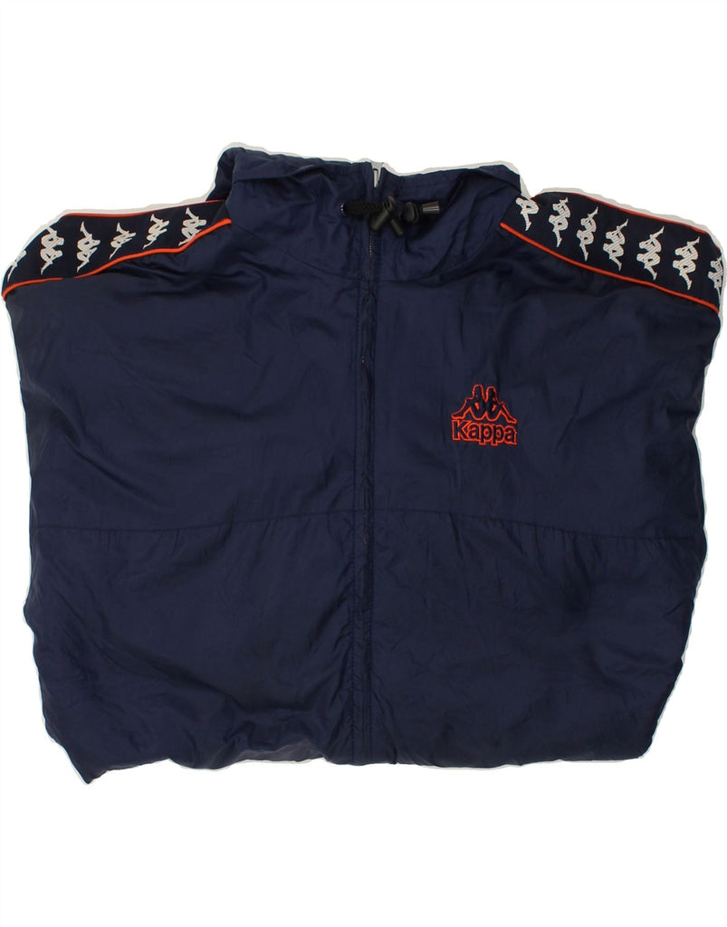 KAPPA Mens Hooded Windbreaker Jacket UK 40 Large Navy Blue Nylon | Vintage Kappa | Thrift | Second-Hand Kappa | Used Clothing | Messina Hembry 
