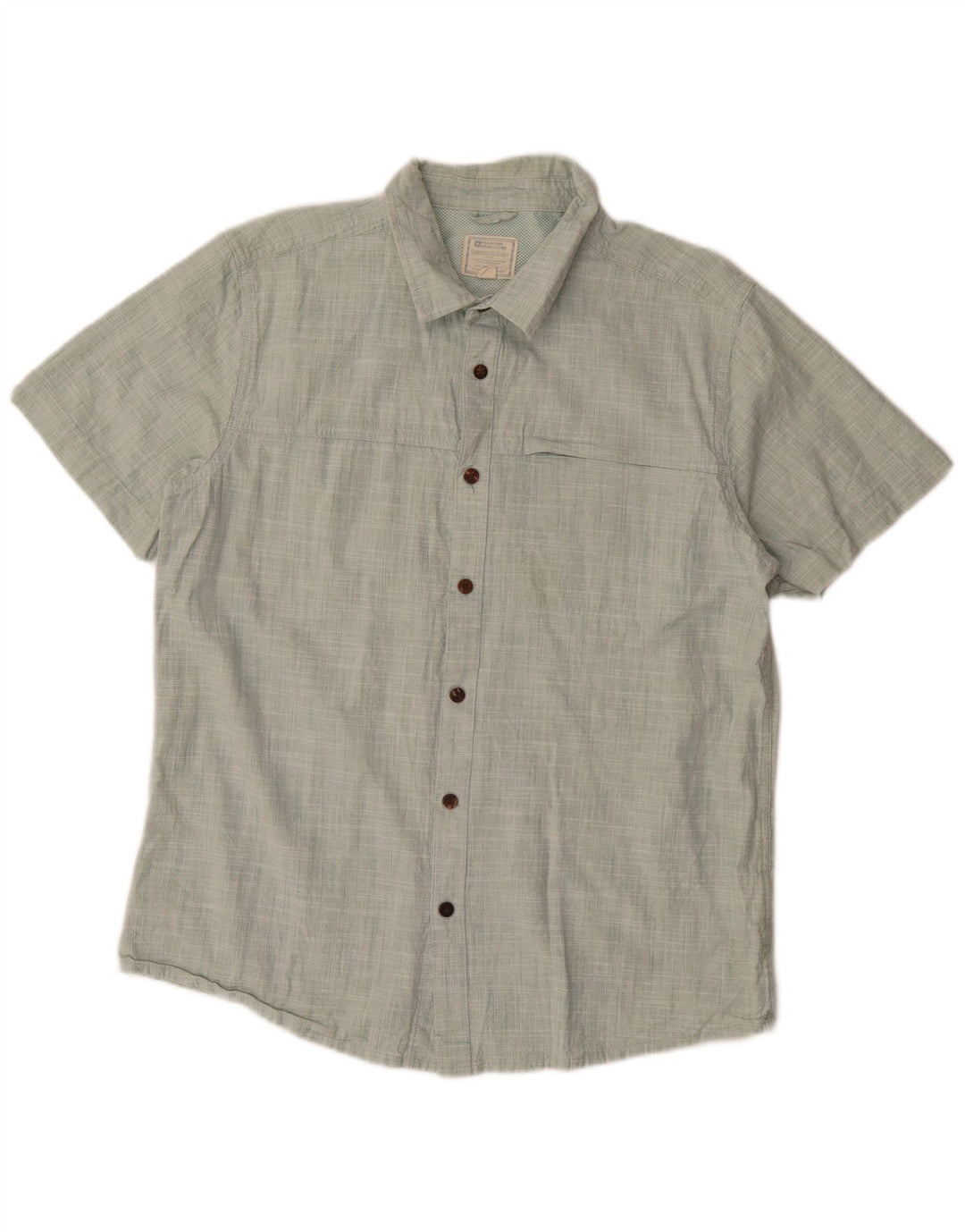 Mountain Warehouse Mens Short Sleeve Shirt Large Green Flecked Cotton