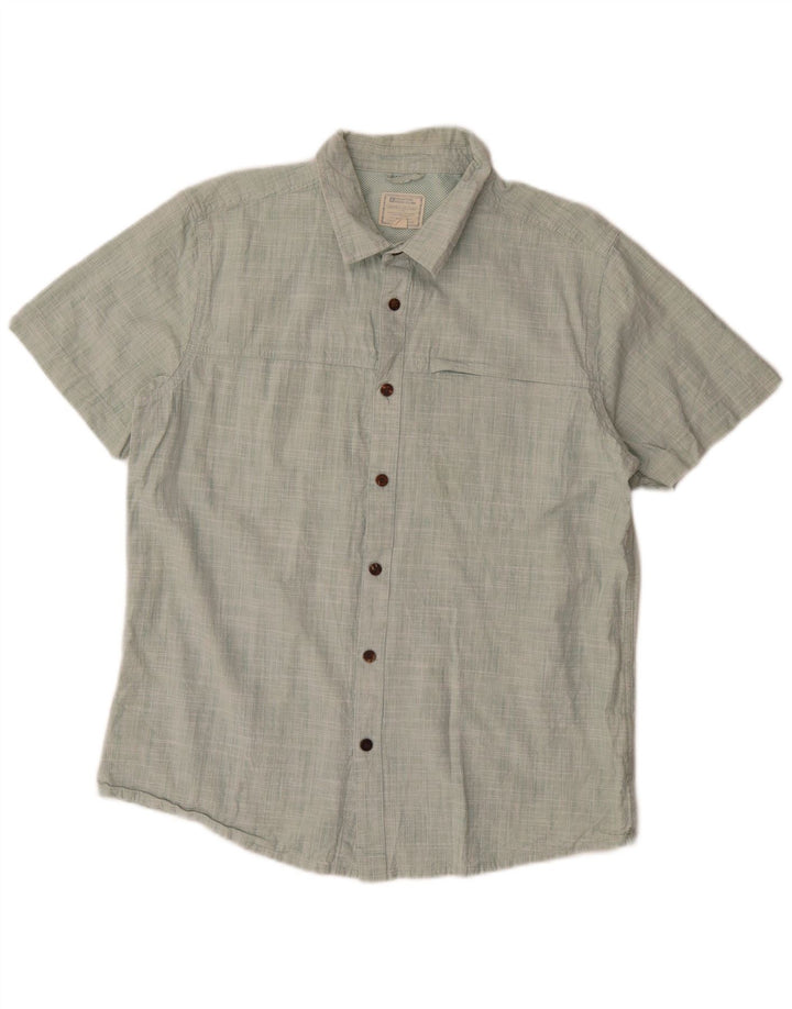 Mountain Warehouse Mens Short Sleeve Shirt Large Green Flecked Cotton