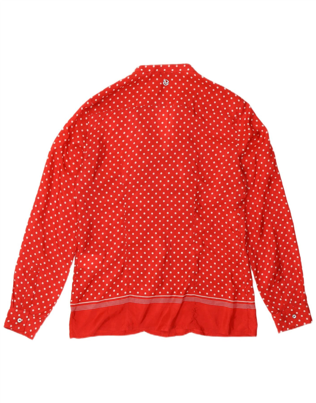 Marella Womens Ruffle Front Shirt Blouse UK 10 Small Red Polka Dot Silk