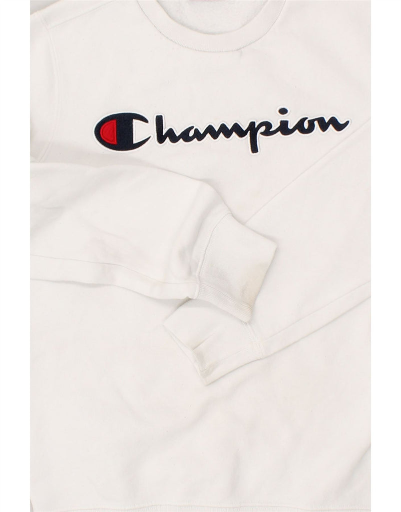 CHAMPION Boys Graphic Sweatshirt Jumper 11-12 Years Large White | Vintage Champion | Thrift | Second-Hand Champion | Used Clothing | Messina Hembry 