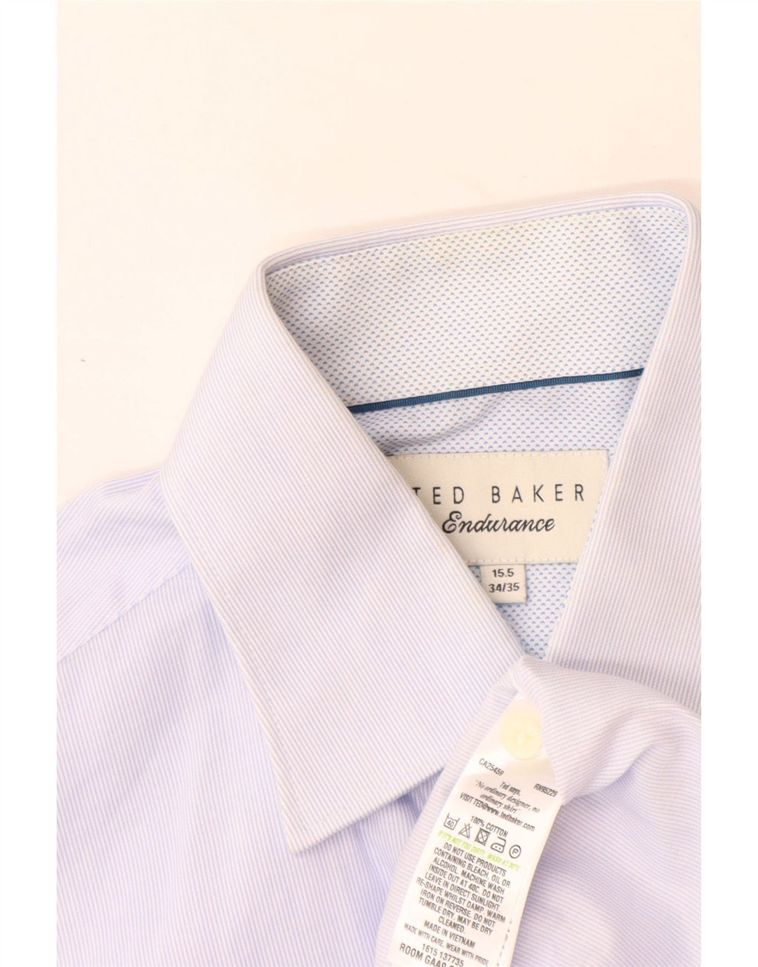 Ted Baker Mens Shirt Size 15 1/2 Medium Blue Pinstripe Cotton