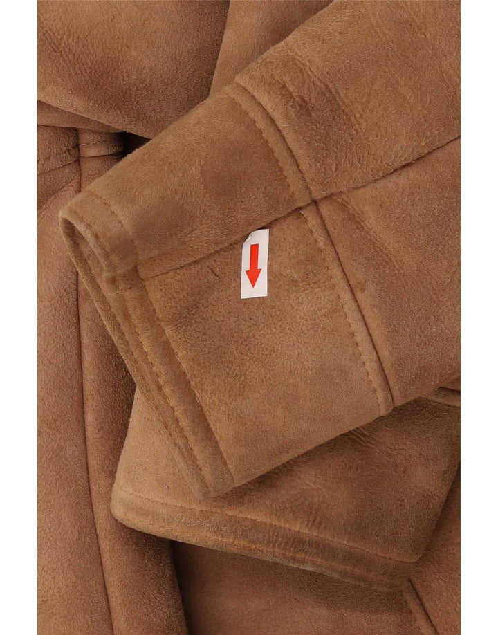 Vintage Womens Shearling Coat UK 16 Large Beige Sheepskin