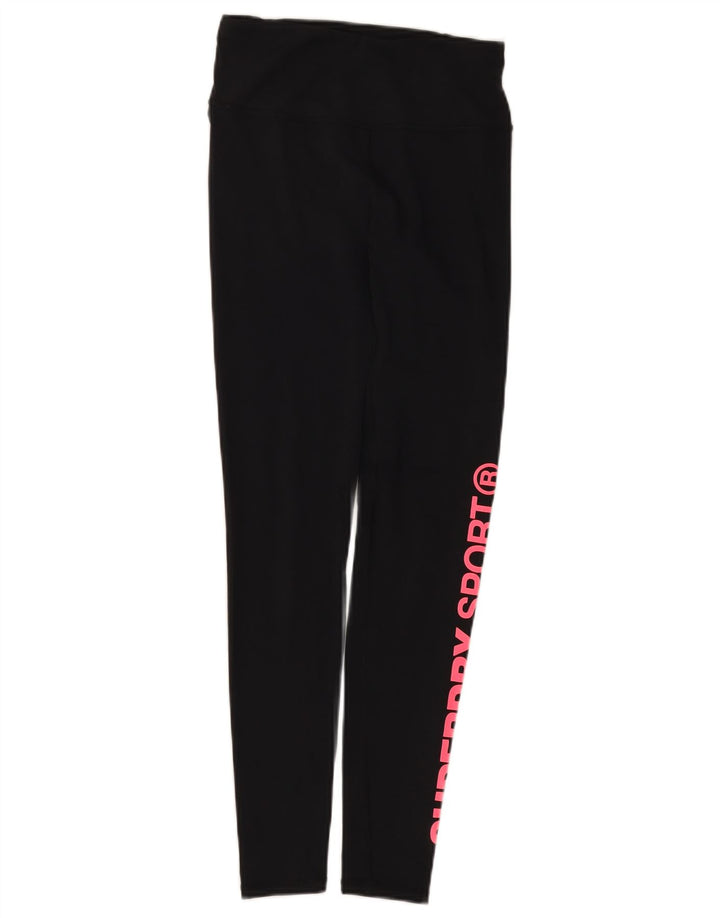 Superdry Womens Graphic Leggings UK 8 Small  Black Polyester