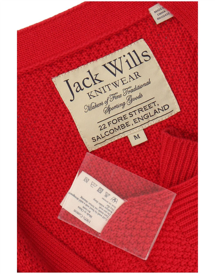 JACK WILLS Mens Cardigan Sweater Medium Red Cotton