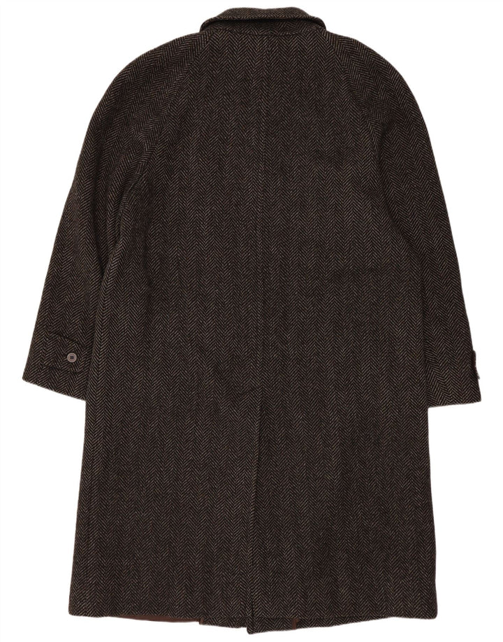 Lord Mens Overcoat IT 52 XL Brown Herringbone Virgin Wool