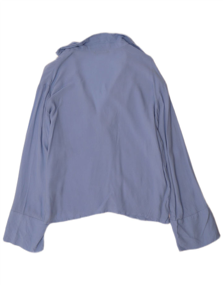 BENETTON Womens Oversized Pullover Shirt Blouse UK 10 Small Blue Viscose