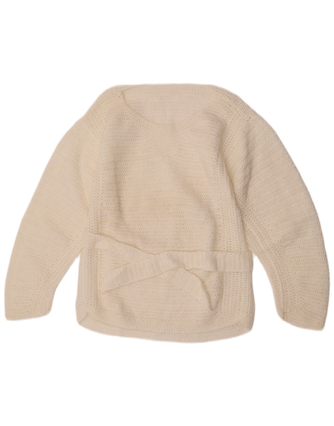 Vintage Womens Boat Neck Jumper Sweater UK 8 Small White