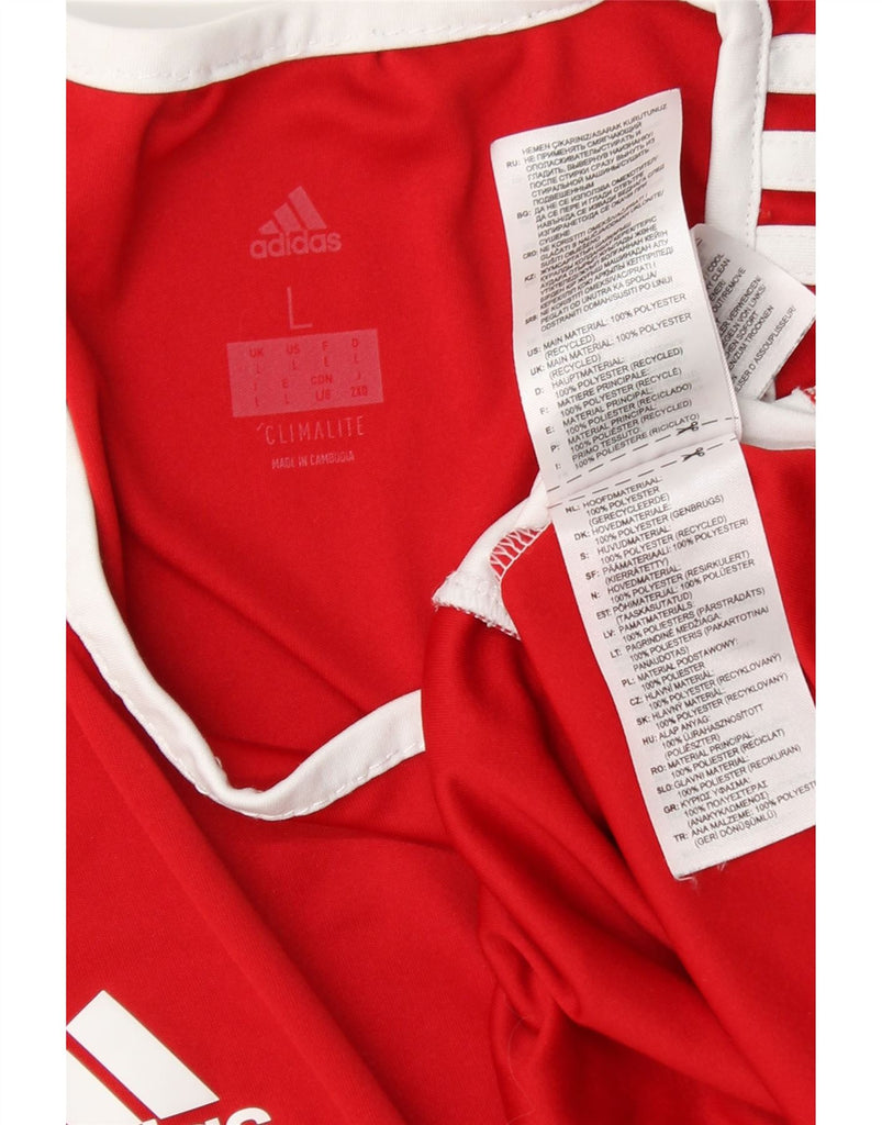 ADIDAS Mens Climalite T-Shirt Top Large Red Colourblock Polyester Vintage Adidas and Second-Hand Adidas from Messina Hembry 