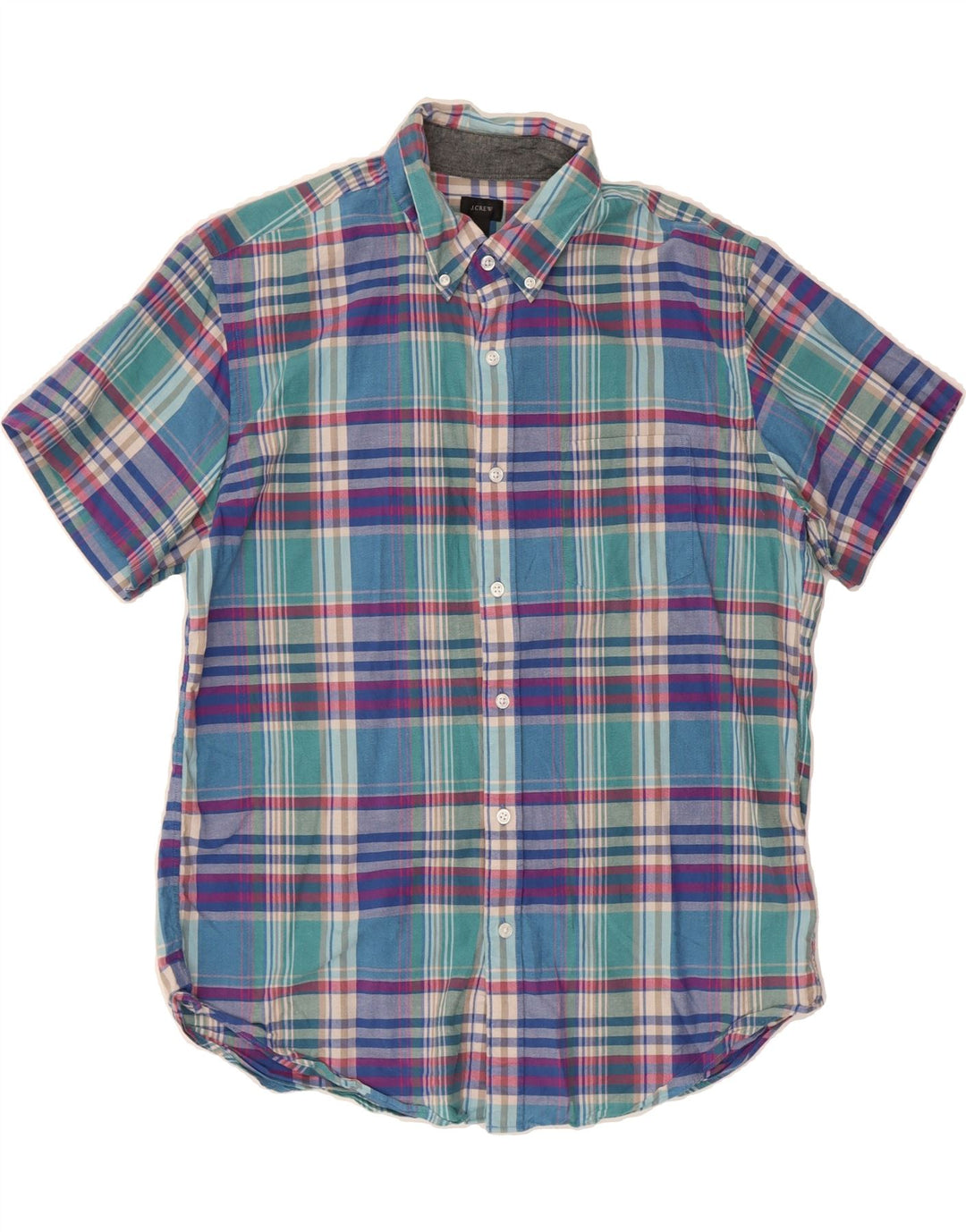 J. CREW Mens Short Sleeve Shirt Large Multicoloured Check Cotton Vintage J. Crew and Second-Hand J. Crew from Messina Hembry 