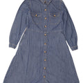 Marks & Spencer Womens Long Sleeve Denim Dress UK 12 Medium Blue Cotton
