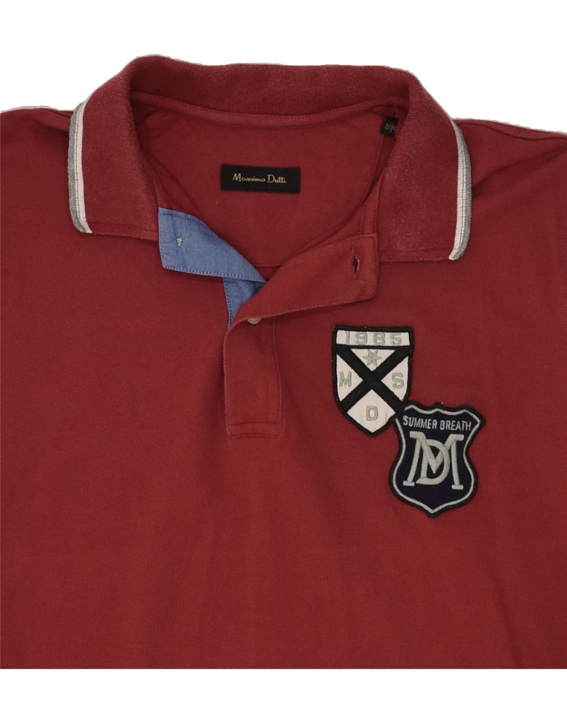 MASSIMO DUTTI Mens Polo Shirt Medium Burgundy Cotton | Vintage Massimo Dutti | Thrift | Second-Hand Massimo Dutti | Used Clothing | Messina Hembry 