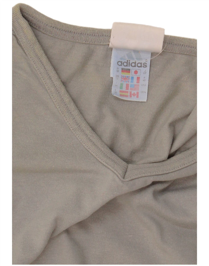 Adidas Womens T-Shirt Top UK 12 Medium Grey Cotton