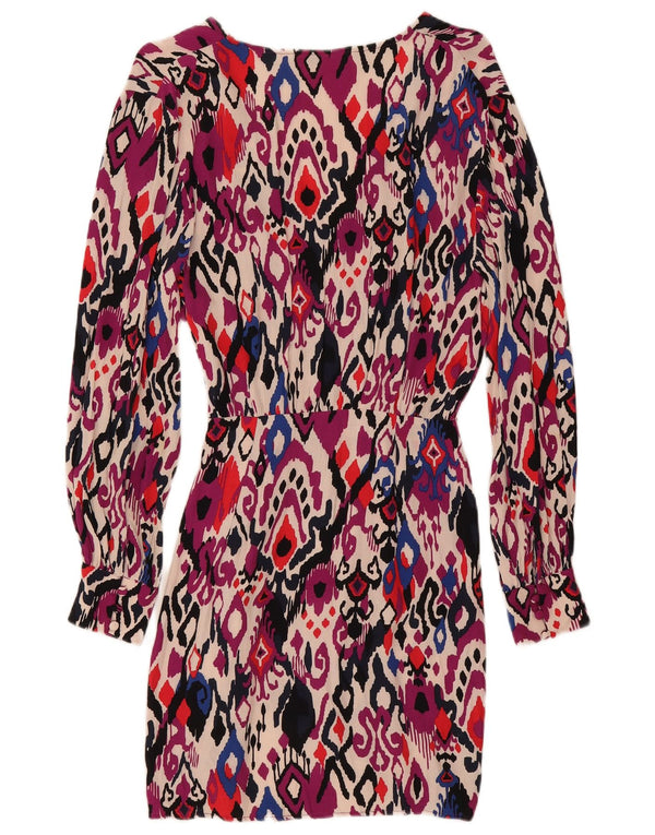 Zara Womens Long Sleeve Sheath Dress UK 6 XS Multicoloured Ikat