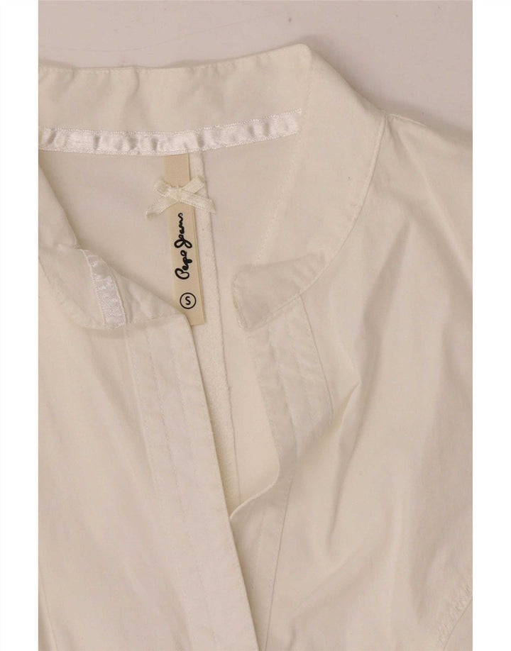 PEPE Jeans Womens Short Sleeve Shirt Blouse UK 8 Small White