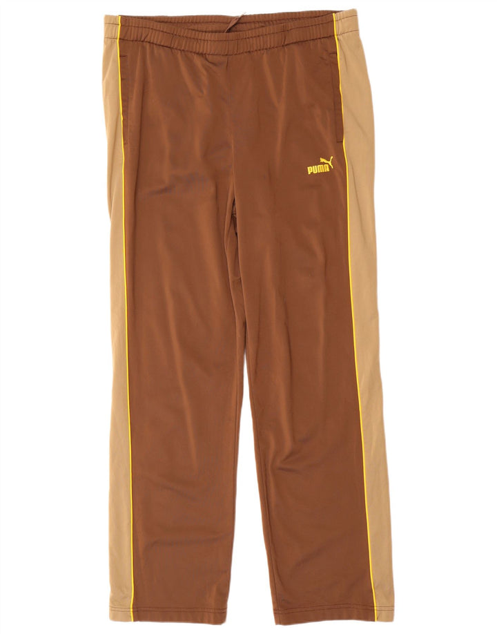 PUMA Womens Tracksuit Trousers UK 12 Medium Brown Colourblock Polyester