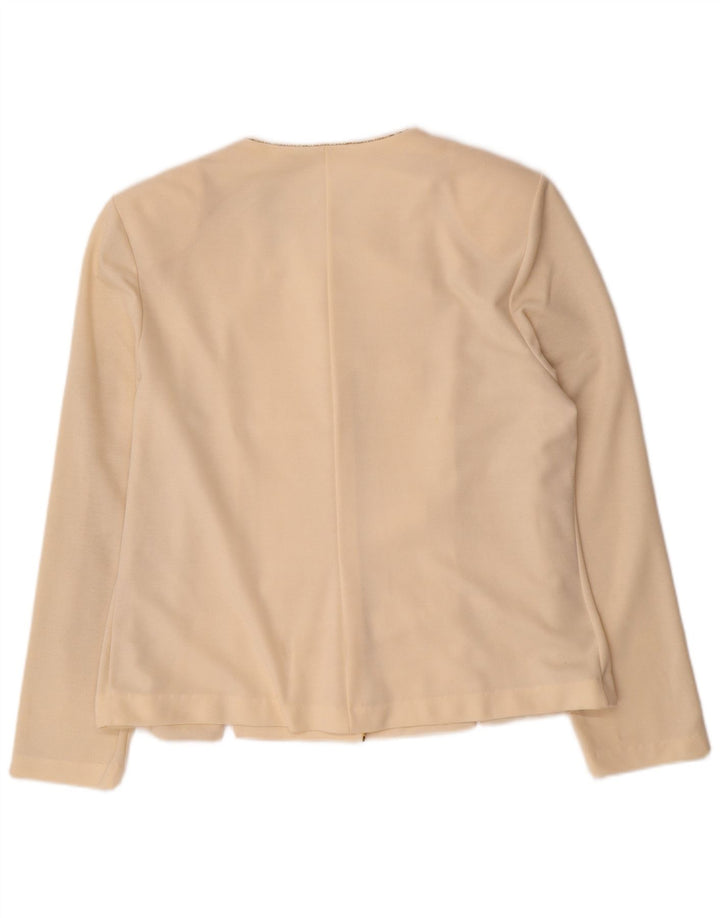 Vintage Womens 5 Button Blazer Jacket UK 16 Large Off White Polyester