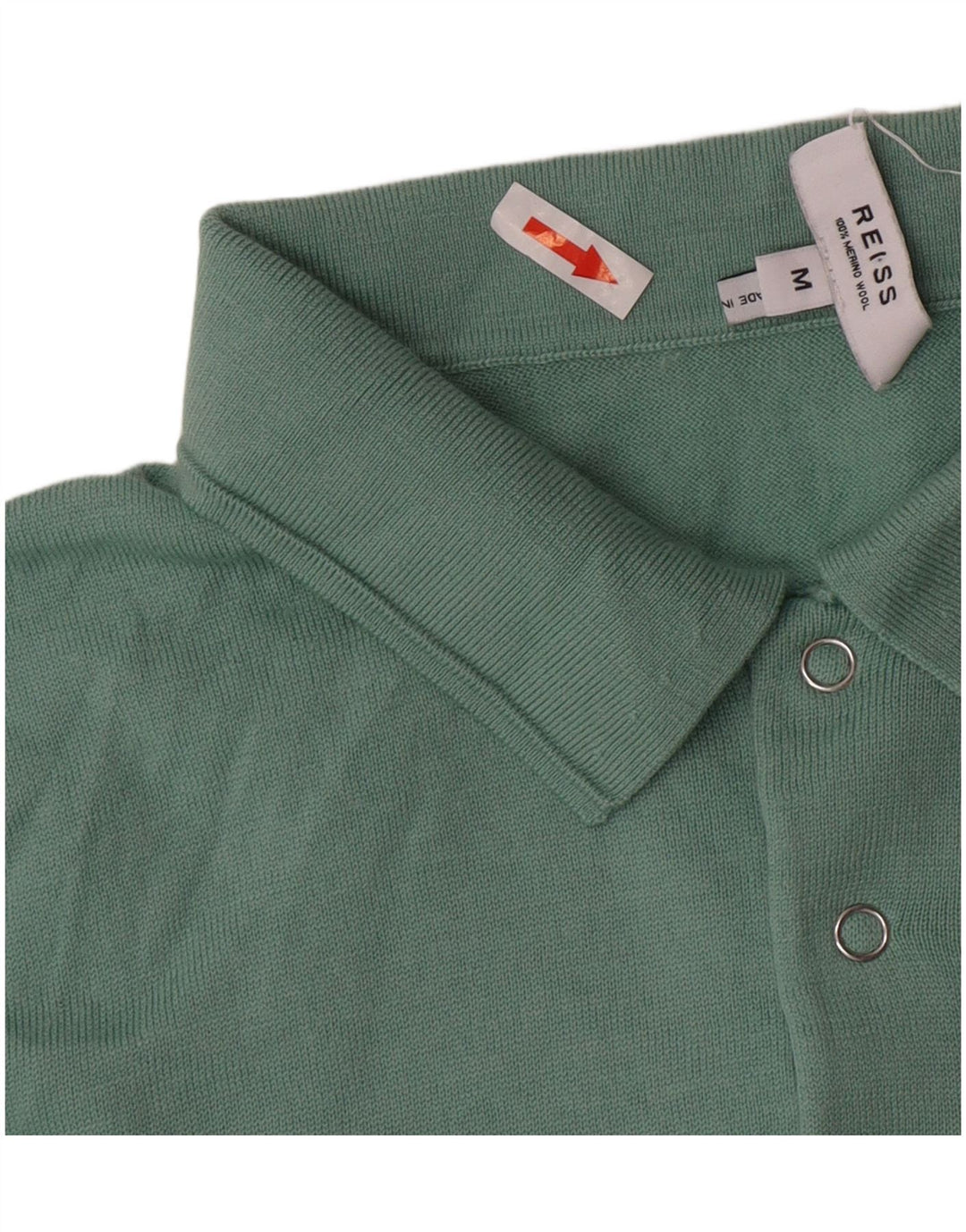 Reiss Mens Polo Shirt Medium Green Wool