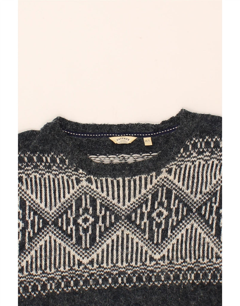FAT FACE Womens Boat Neck Jumper Sweater UK 14 Medium Grey Fair Isle Vintage Fat Face and Second-Hand Fat Face from Messina Hembry 