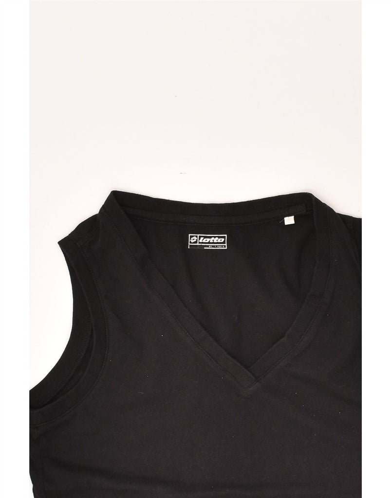 LOTTO Womens Vest Top UK 12 Medium Black Cotton | Vintage Lotto | Thrift | Second-Hand Lotto | Used Clothing | Messina Hembry 