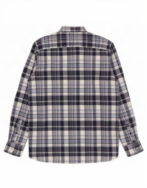 Tommy Hilfiger Mens Custom Fit Shirt Large Navy Blue Check Cotton