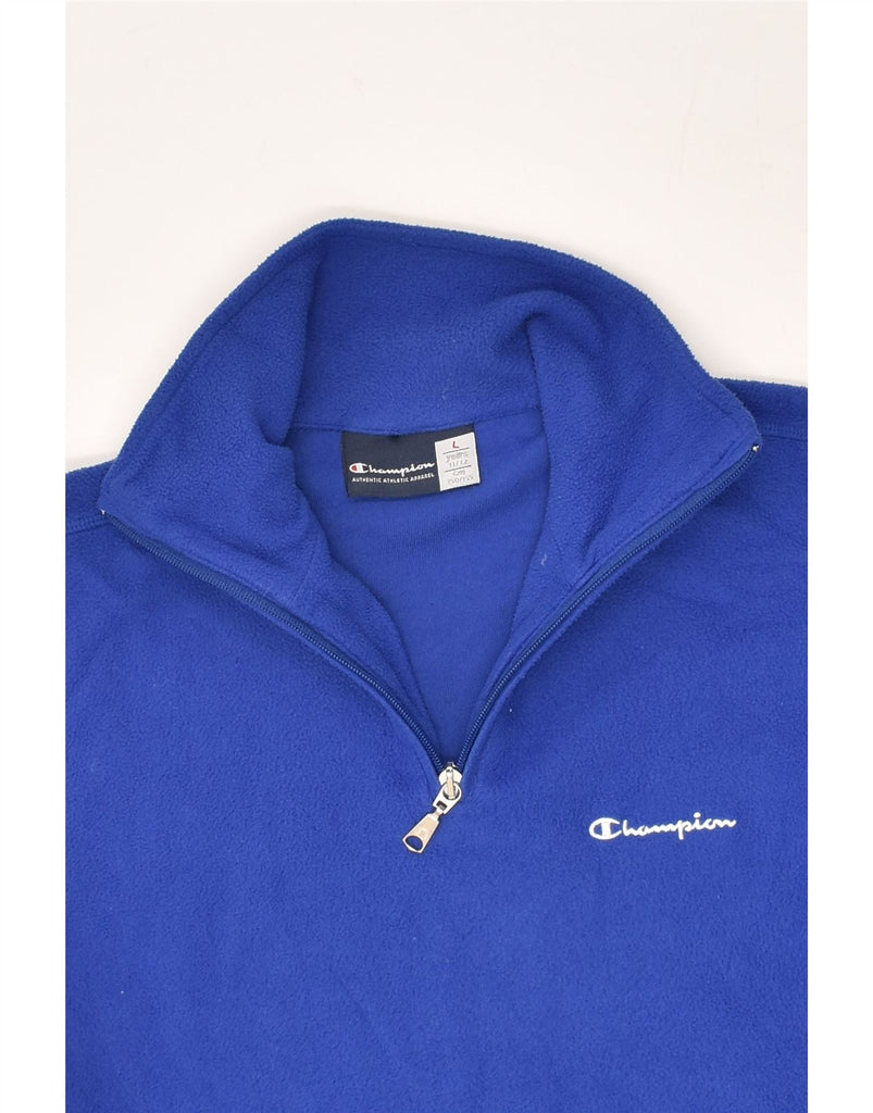 CHAMPION Boys Zip Neck Fleece Jumper 11-12 Years Large Blue Polyester | Vintage Champion | Thrift | Second-Hand Champion | Used Clothing | Messina Hembry 