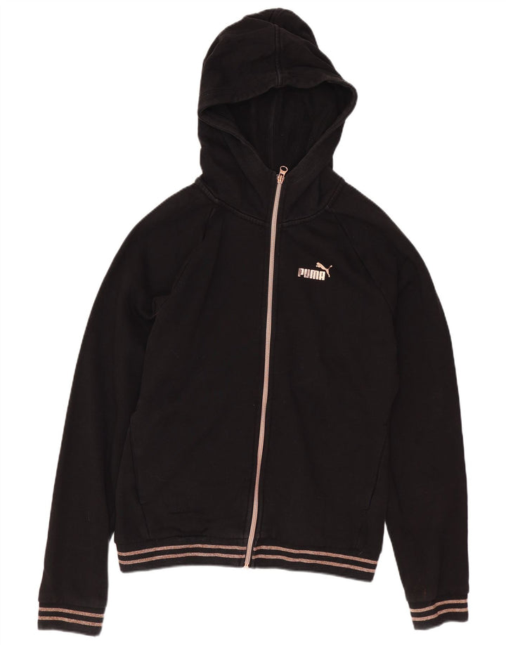 Puma Womens Zip Hoodie Sweater UK 14 Medium Black Cotton