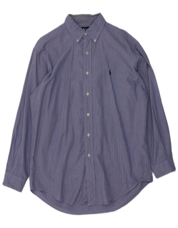 Ralph Lauren Mens Yarmouth Loose Fit Shirt Size 15 1/2 Medium Blue Check