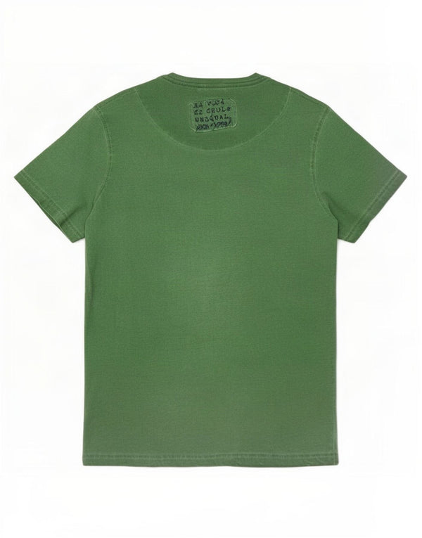 Desigual Mens Graphic T-Shirt Top Large Green Cotton