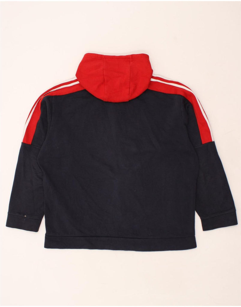 ADIDAS Mens Zip Hoodie Sweater XL Navy Blue Colourblock Cotton | Vintage Adidas | Thrift | Second-Hand Adidas | Used Clothing | Messina Hembry 