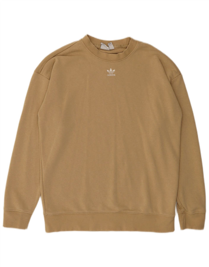 ADIDAS Womens Oversized Sweatshirt Jumper UK 8 Small Beige Cotton