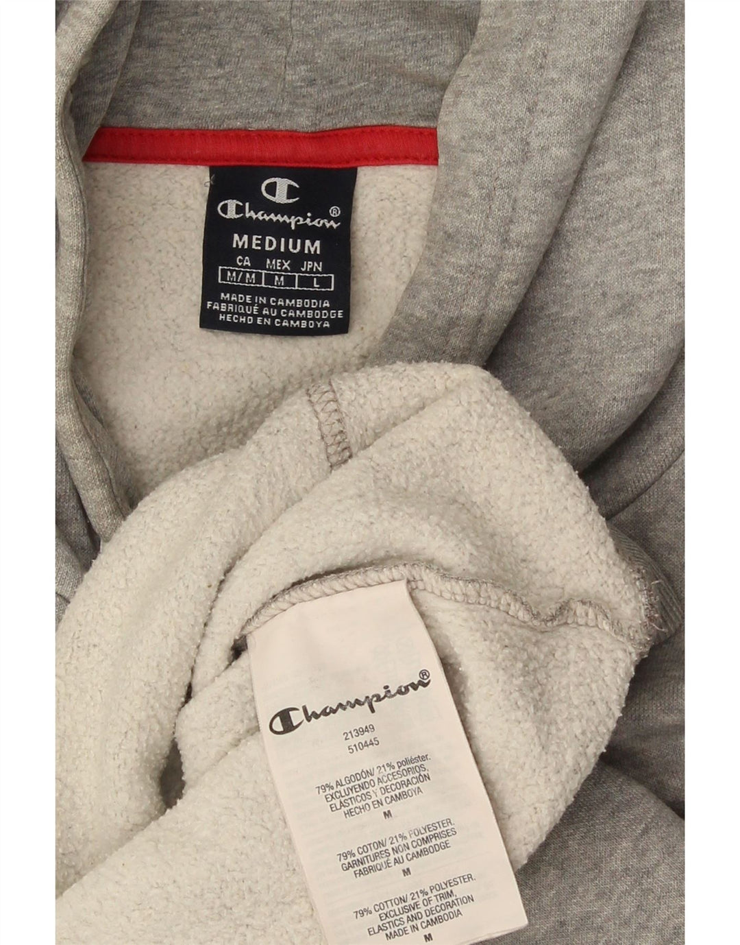 Champion Mens Graphic Hoodie Jumper Medium Grey Flecked Cotton