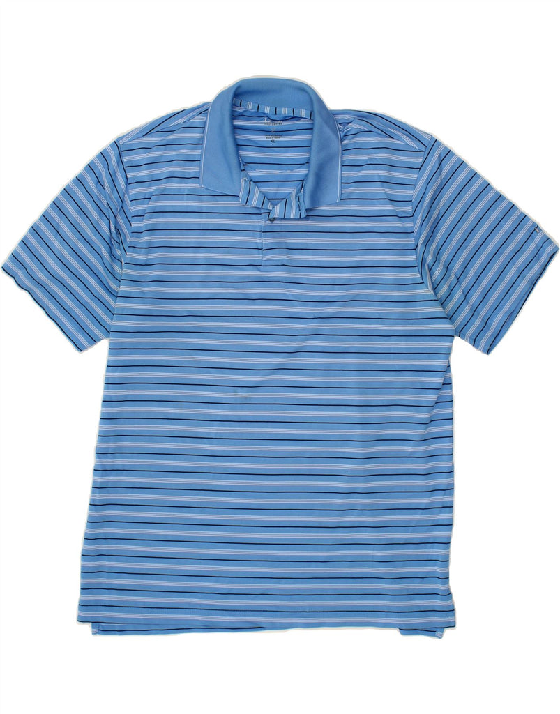 IZOD Mens Polo Shirt XL Blue Striped Polyester Vintage Izod and Second-Hand Izod from Messina Hembry 