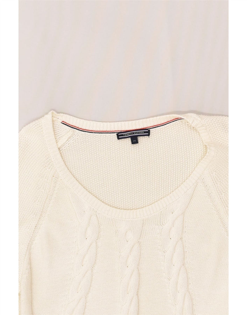 TOMMY HILFIGER Womens Boat Neck Jumper Sweater UK 12 Medium Off White | Vintage Tommy Hilfiger | Thrift | Second-Hand Tommy Hilfiger | Used Clothing | Messina Hembry 