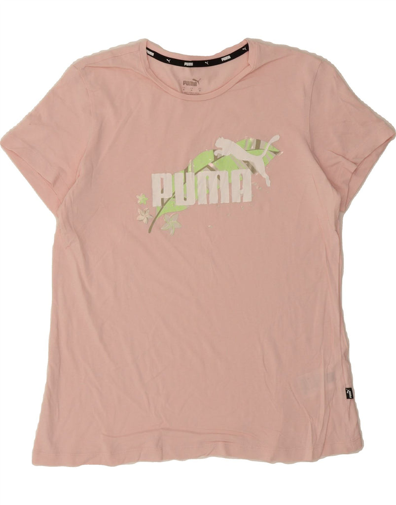 PUMA Womens Graphic T-Shirt Top UK 12 Medium Pink Cotton Vintage Puma and Second-Hand Puma from Messina Hembry 