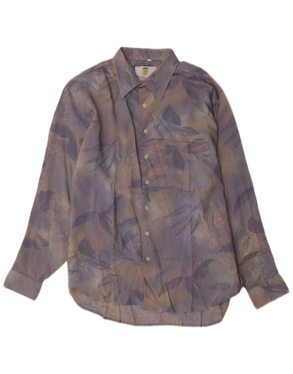 VINTAGE Mens Shirt Large Multicoloured Floral Viscose