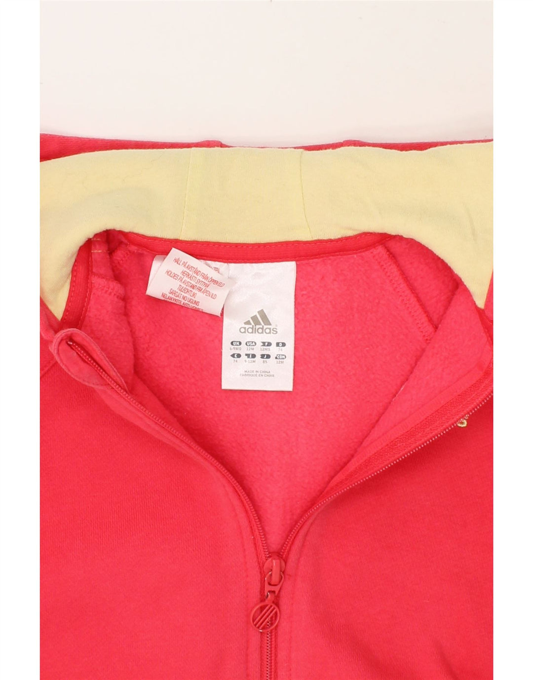 ADIDAS Baby Girls Zip Hoodie Sweater 6-9 Months Pink Cotton Vintage Adidas and Second-Hand Adidas from Messina Hembry 