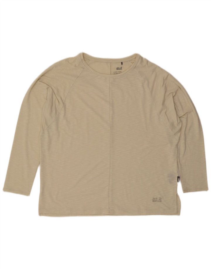 Jack Wolfskin Womens Top Long Sleeve UK 18 XL Beige Flecked Polyester