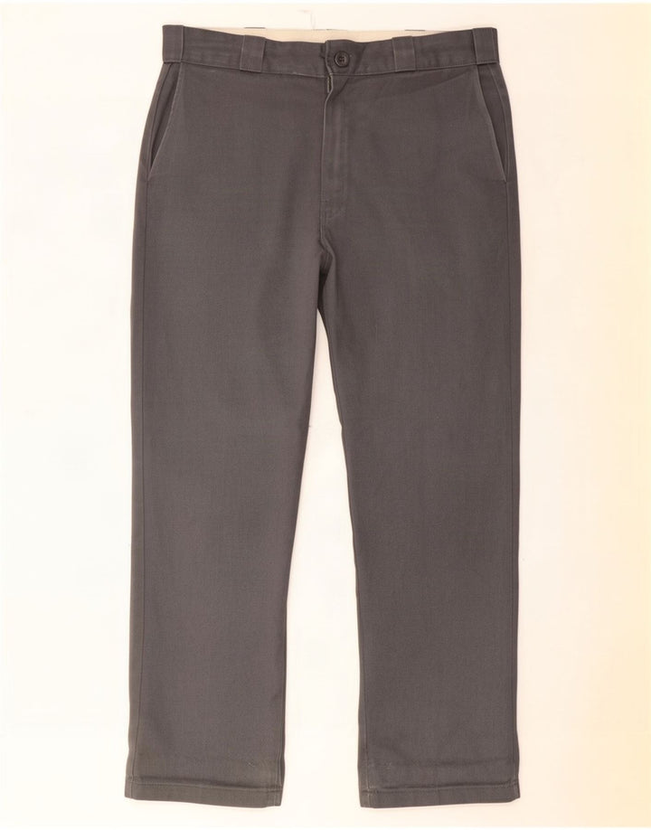 Dickies Mens Straight Chino Trousers W36 L32 Grey Polyester