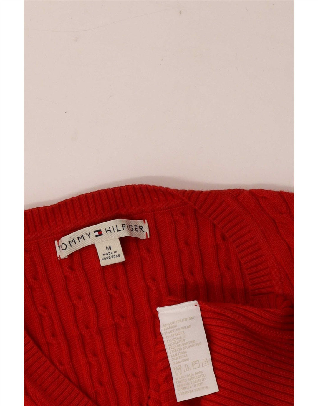 Tommy Hilfiger Womens Regular Fit V-Neck Jumper Sweater UK 12 Medium Red