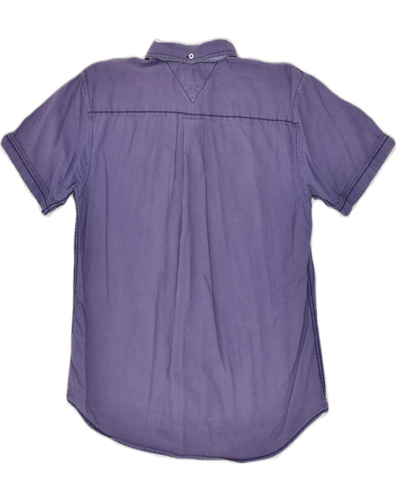 TOMMY HILFIGER Mens Short Sleeve Shirt Medium Purple Cotton | Vintage Tommy Hilfiger | Thrift | Second-Hand Tommy Hilfiger | Used Clothing | Messina Hembry 