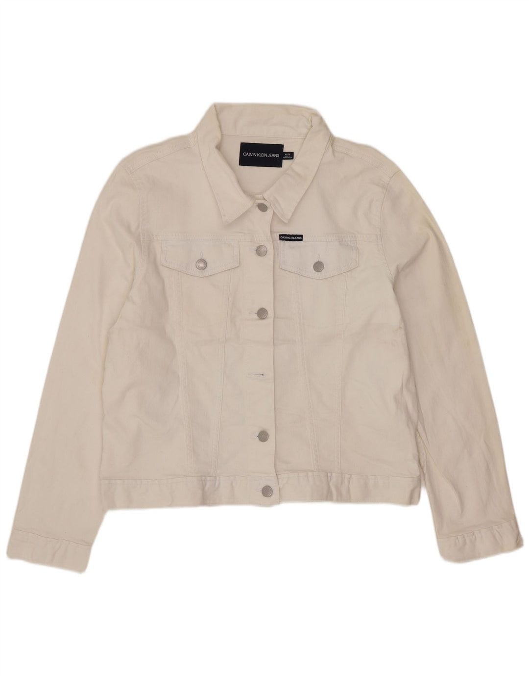 Calvin Klein Jeans Womens Denim Jacket UK 18 XL White Cotton