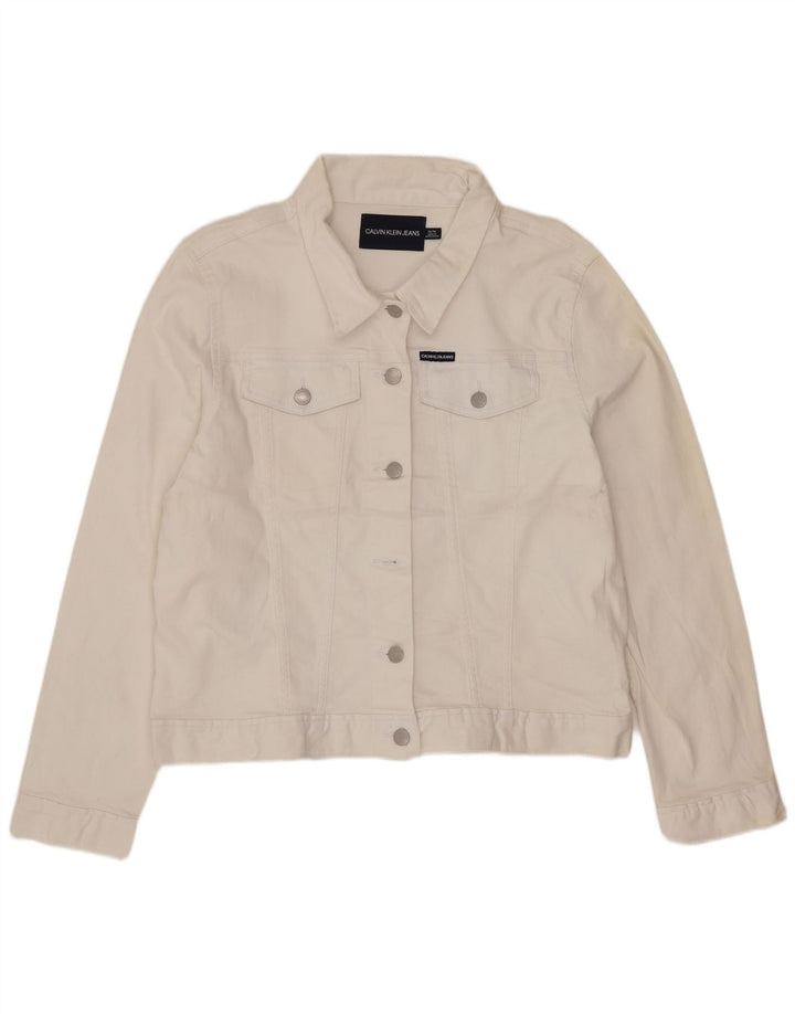 Calvin Klein Jeans Womens Denim Jacket UK 18 XL White Cotton