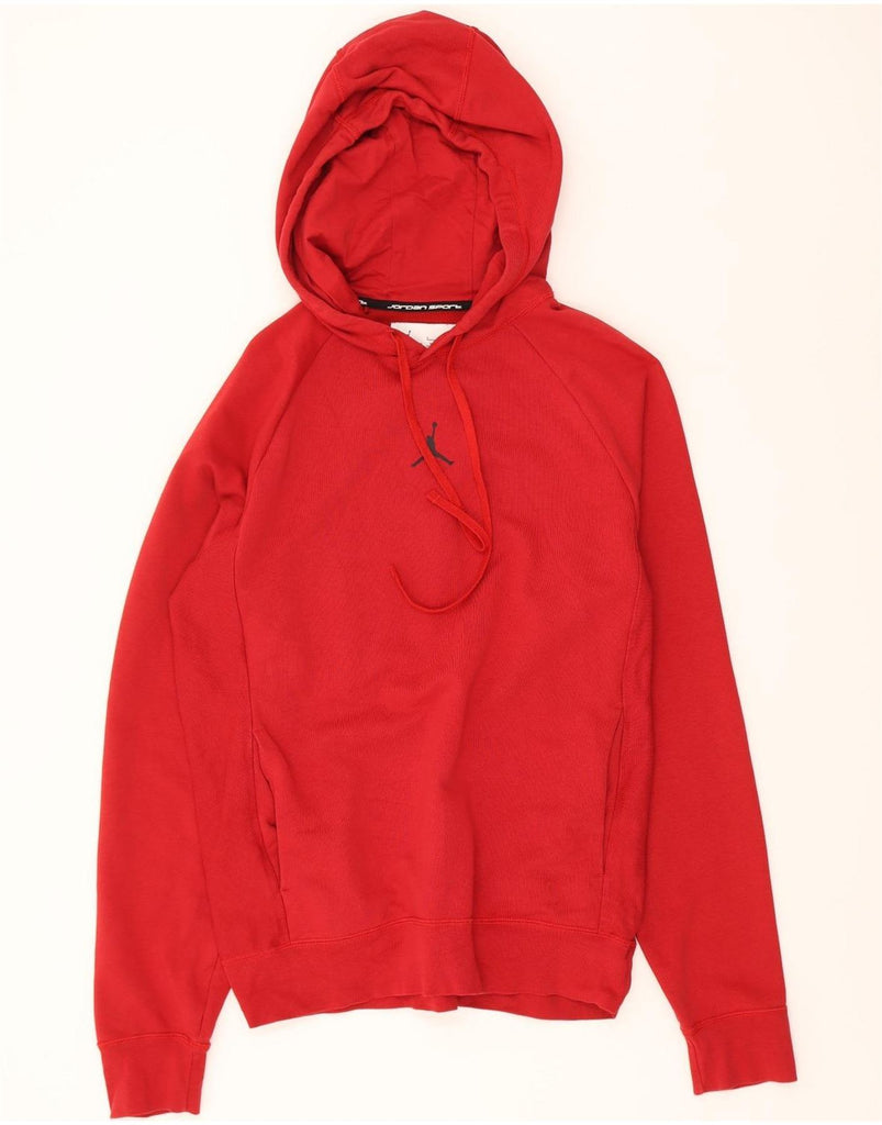 JORDAN Mens Dri Fit Hoodie Jumper Small Red Cotton Vintage Jordan and Second-Hand Jordan from Messina Hembry 