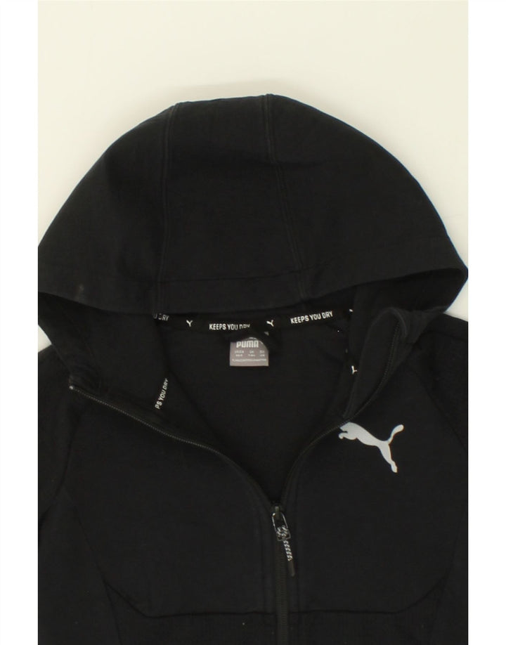 PUMA Boys Zip Hoodie Sweater 7-8 Years Black Cotton Vintage Puma and Second-Hand Puma from Messina Hembry 