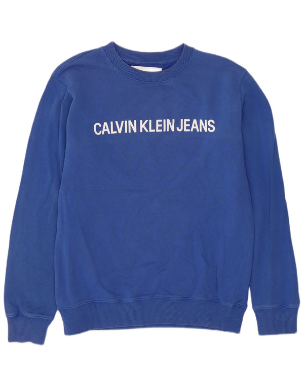 Calvin Klein Jeans Mens Graphic Sweatshirt Jumper Medium Blue Cotton